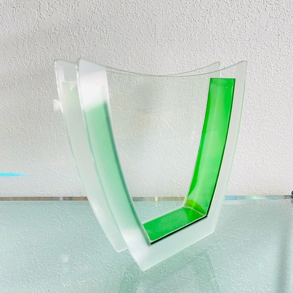 Not for sale! Vintage Green Thin Glass Art Deco Post Modern Retro Vase